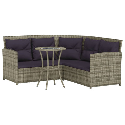 2-tlg. Sofagarnitur in L-Form mit Kissen Grau Poly Rattan - Pazzar.ch