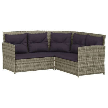 2-tlg. Sofagarnitur in L-Form mit Kissen Grau Poly Rattan - Pazzar.ch