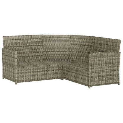 2-tlg. Sofagarnitur in L-Form mit Kissen Grau Poly Rattan - Pazzar.ch