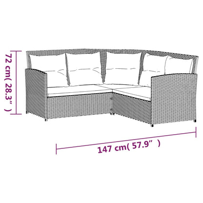 2-tlg. Sofagarnitur in L-Form mit Kissen Grau Poly Rattan - Pazzar.ch