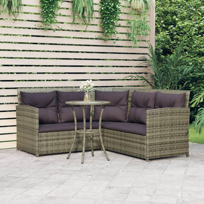 2-tlg. Sofagarnitur in L-Form mit Kissen Grau Poly Rattan - Pazzar.ch