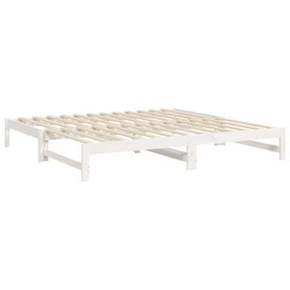 Tagesbett Ausziehbar Weiß 2x(80x200) cm Massivholz Kiefer - Pazzar.ch