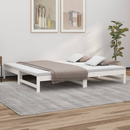 Tagesbett Ausziehbar Weiß 2x(80x200) cm Massivholz Kiefer - Pazzar.ch