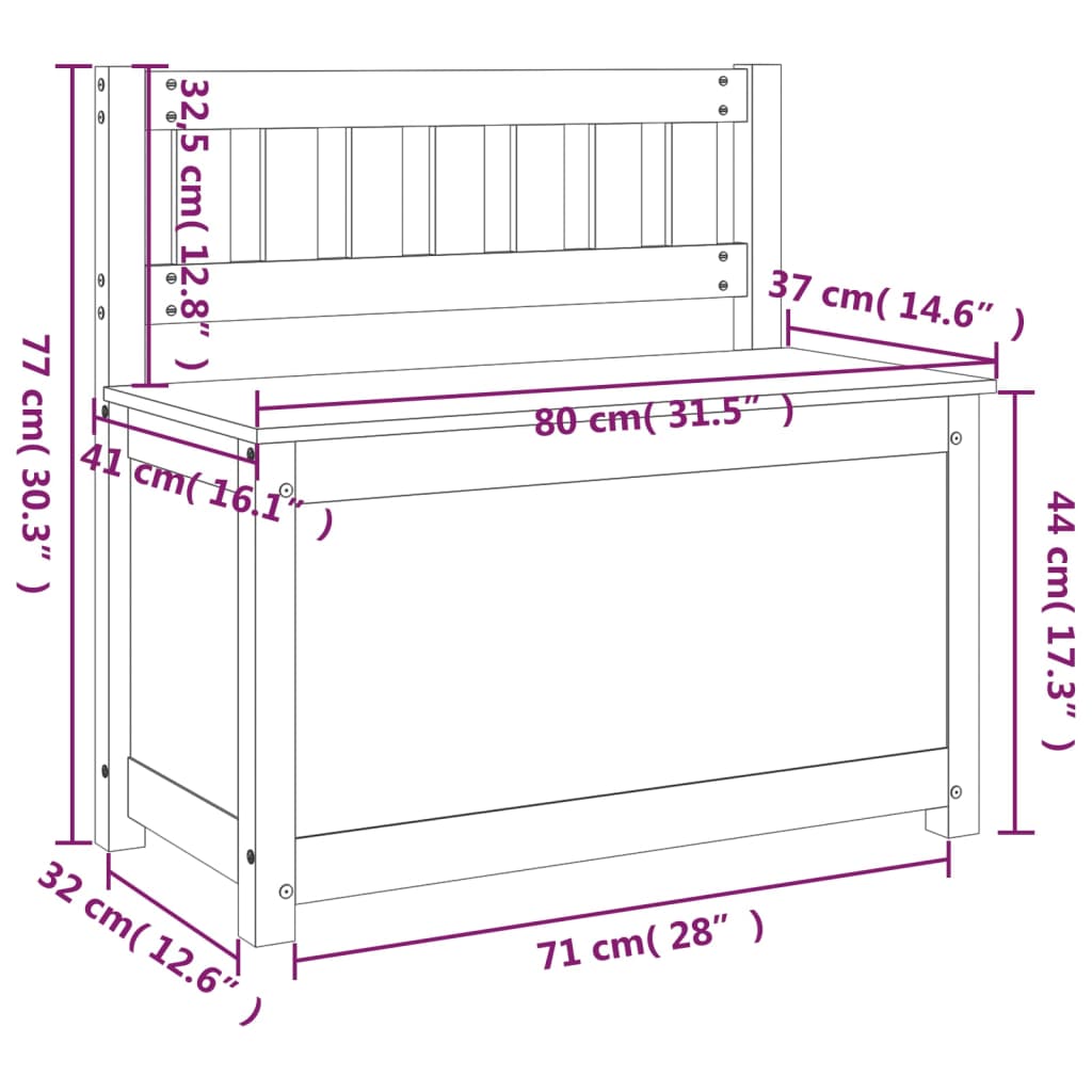 Sitzbank Weiß 80x41x77 cm Massivholz Kiefer - Pazzar.ch