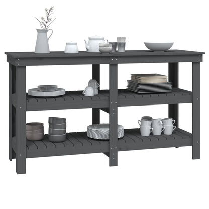 Werkbank Grau 142,5x50x80 cm Massivholz Kiefer - Pazzar.ch