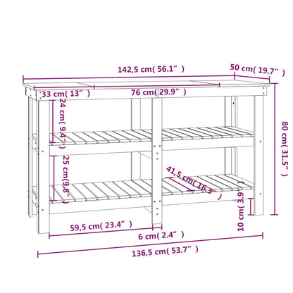 Werkbank Grau 142,5x50x80 cm Massivholz Kiefer - Pazzar.ch