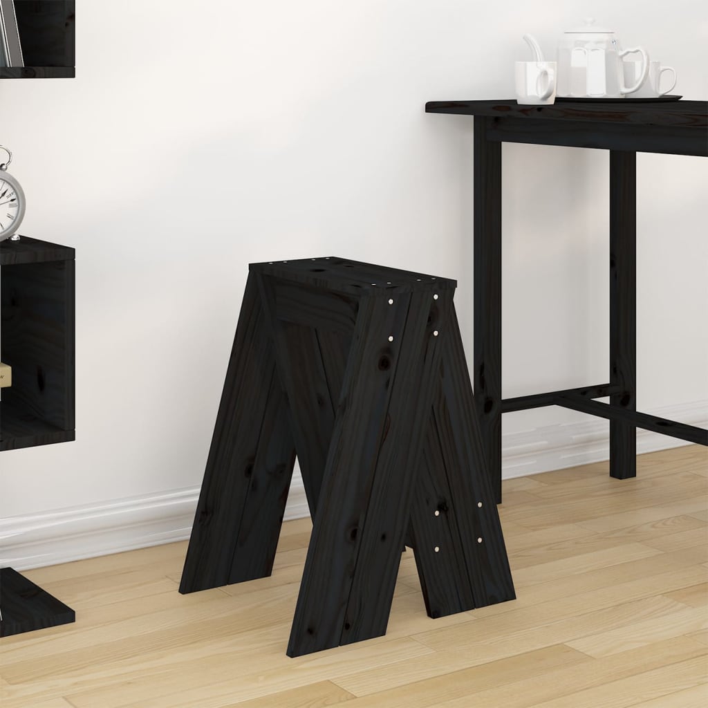 Hocker 2 Stk. Schwarz 40x40x60 cm Massivholz Kiefer - Pazzar.ch