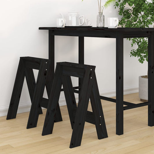 Hocker 2 Stk. Schwarz 40x40x60 cm Massivholz Kiefer - Pazzar.ch