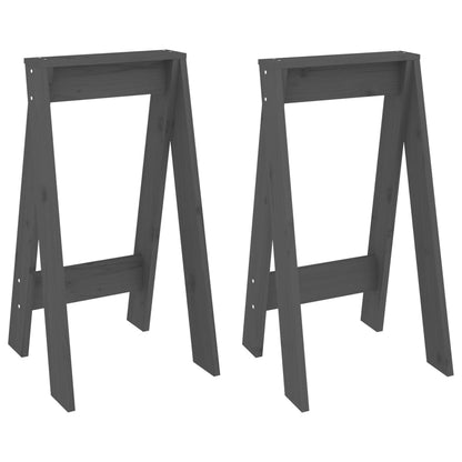 Hocker 2 Stk. Grau 40x40x75 cm Massivholz Kiefer - Pazzar.ch