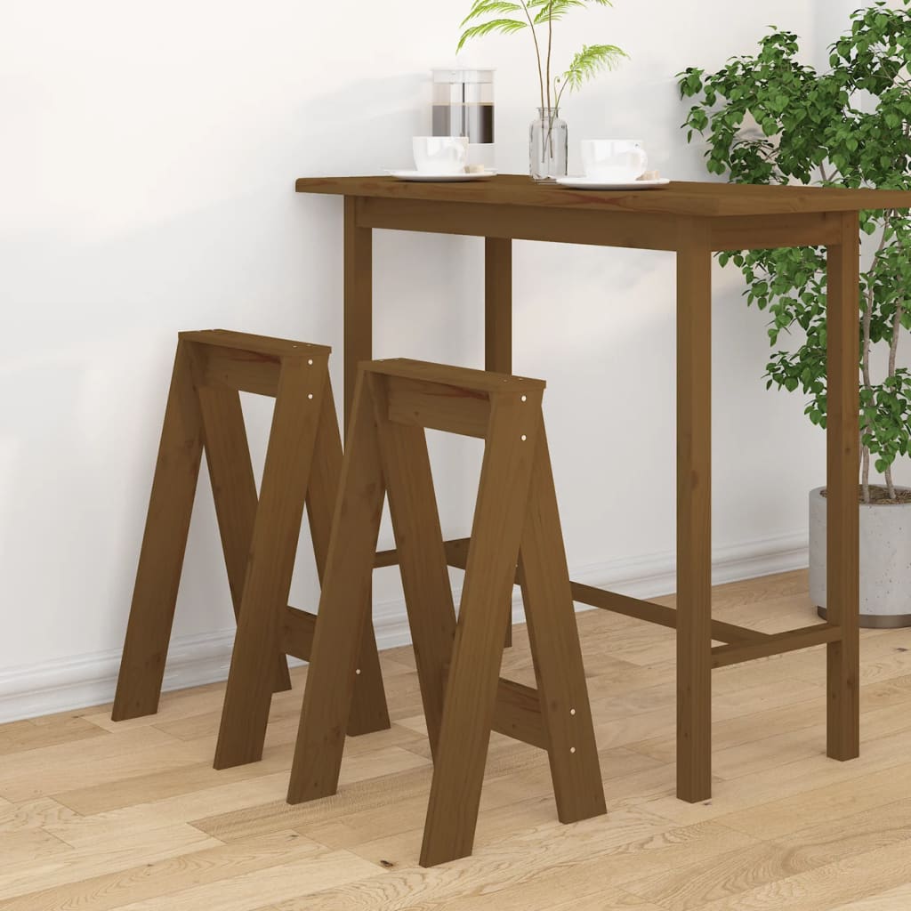 Hocker 2 Stk. Honigbraun 40x40x75 cm Massivholz Kiefer - Pazzar.ch