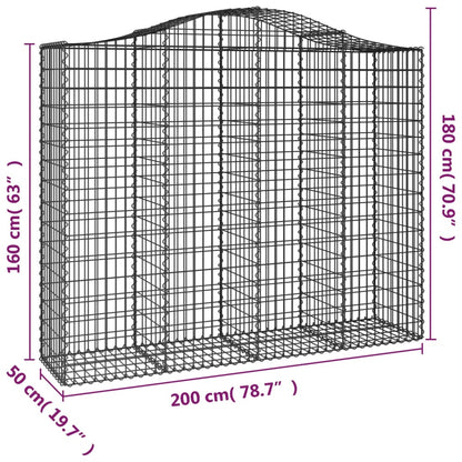 Gabione mit Hochbogen 200x50x160/180 cm Verzinktes Eisen - Pazzar.ch
