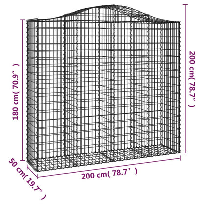 Gabione mit Hochbogen 200x50x180/200 cm Verzinktes Eisen - Pazzar.ch