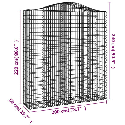 Gabione mit Hochbogen 200x50x220/240 cm Verzinktes Eisen - Pazzar.ch