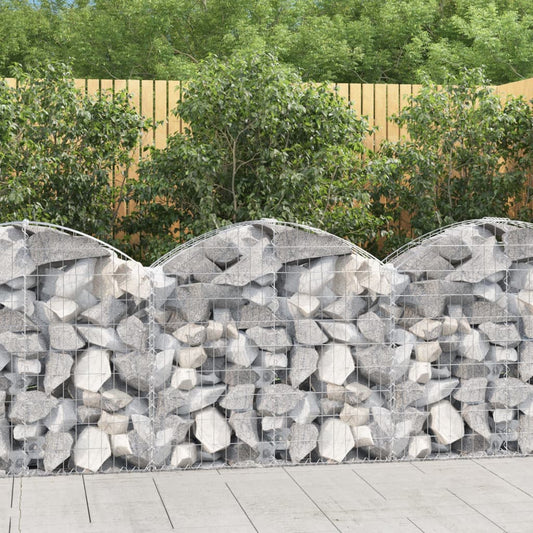 Gabione mit Hochbogen 100x30x80/100 cm Verzinktes Eisen - Pazzar.ch