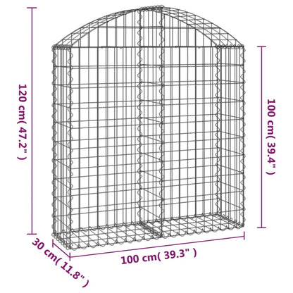 Gabione mit Hochbogen 100x30x100/120 cm Verzinktes Eisen - Pazzar.ch