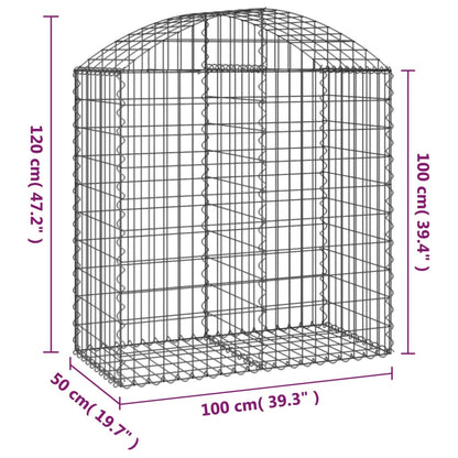 Gabione mit Hochbogen 100x50x100/120 cm Verzinktes Eisen - Pazzar.ch