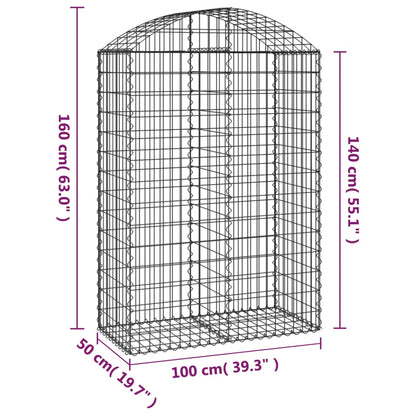 Gabione mit Hochbogen 100x50x140/160 cm Verzinktes Eisen - Pazzar.ch