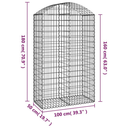 Gabione mit Hochbogen 100x50x160/180 cm Verzinktes Eisen - Pazzar.ch