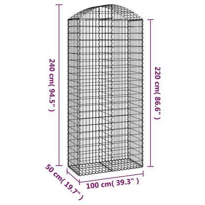 Gabione mit Hochbogen 100x50x220/240 cm Verzinktes Eisen - Pazzar.ch