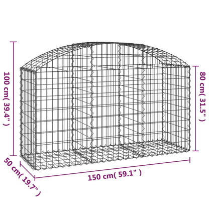 Gabione mit Hochbogen 150x50x80/100 cm Verzinktes Eisen - Pazzar.ch