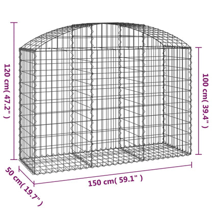 Gabione mit Hochbogen 150x50x100/120 cm Verzinktes Eisen - Pazzar.ch