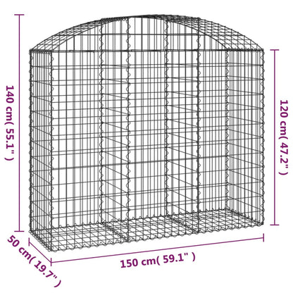 Gabione mit Hochbogen 150x50x120/140 cm Verzinktes Eisen - Pazzar.ch