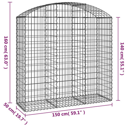 Gabione mit Hochbogen 150x50x140/160 cm Verzinktes Eisen - Pazzar.ch