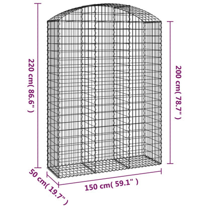 Gabione mit Hochbogen 150x50x200/220 cm Verzinktes Eisen - Pazzar.ch