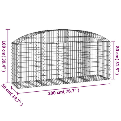Gabione mit Hochbogen 200x50x80/100 cm Verzinktes Eisen - Pazzar.ch