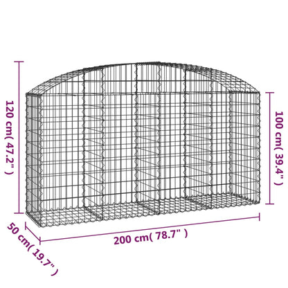 Gabione mit Hochbogen 200x50x100/120 cm Verzinktes Eisen - Pazzar.ch