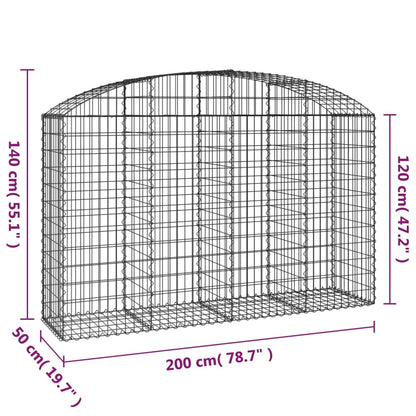 Gabione mit Hochbogen 200x50x120/140 cm Verzinktes Eisen - Pazzar.ch