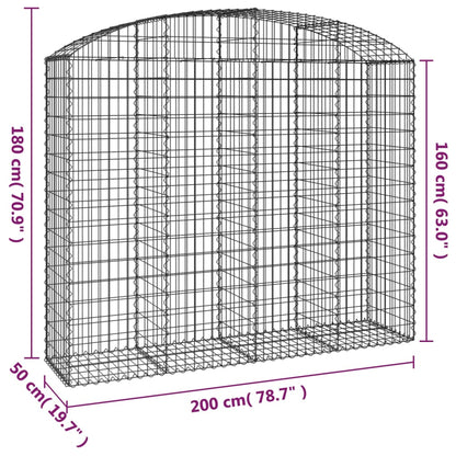 Gabione mit Hochbogen 200x50x160/180 cm Verzinktes Eisen - Pazzar.ch