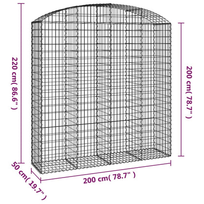 Gabione mit Hochbogen 200x50x200/220 cm Verzinktes Eisen - Pazzar.ch