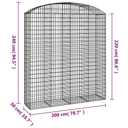 Gabione mit Hochbogen 200x50x220/240 cm Verzinktes Eisen - Pazzar.ch