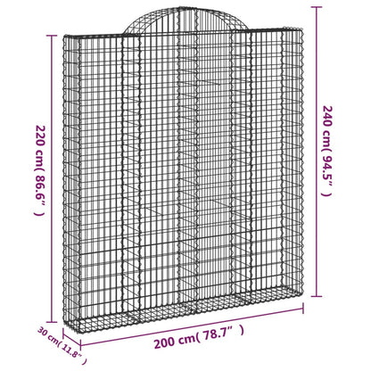 Gabione mit Hochbogen 200x30x220/240 cm Verzinktes Eisen - Pazzar.ch