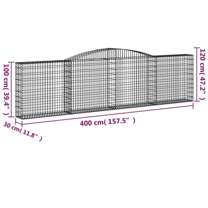 Gabione mit Hochbogen 400x30x100/120 cm Verzinktes Eisen - Pazzar.ch