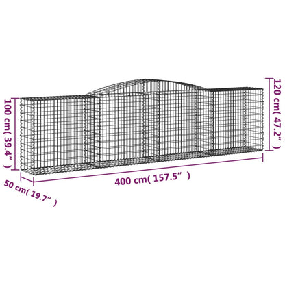 Gabione mit Hochbogen 400x50x100/120 cm Verzinktes Eisen - Pazzar.ch