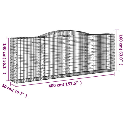 Gabione mit Hochbogen 400x50x140/160 cm Verzinktes Eisen - Pazzar.ch