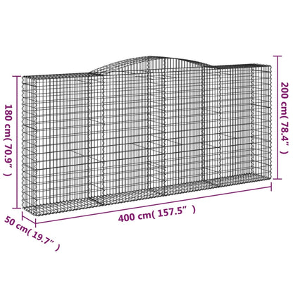 Gabione mit Hochbogen 400x50x180/200 cm Verzinktes Eisen - Pazzar.ch
