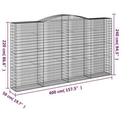 Gabione mit Hochbogen 400x50x220/240 cm Verzinktes Eisen - Pazzar.ch