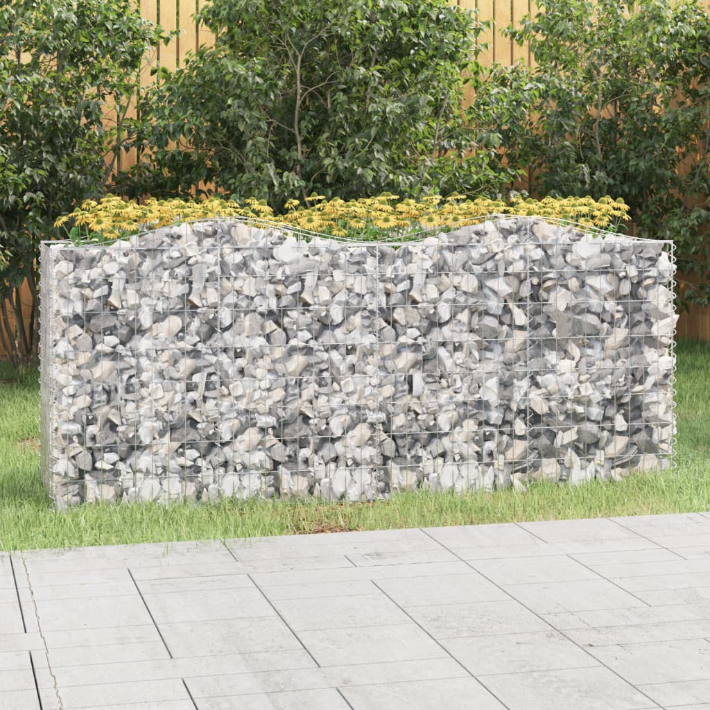 Gabionen-Hochbeet mit Hochbogen 200x50x100 cm Verzinktes Eisen - Pazzar.ch