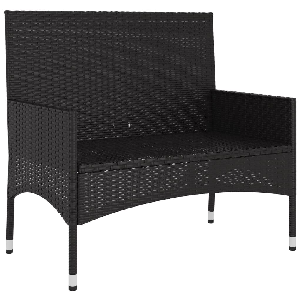 Gartenbank 2-Sitzer mit Kissen Schwarz Poly Rattan - Pazzar.ch