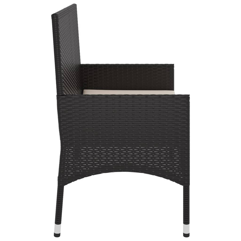 Gartenbank 2-Sitzer mit Kissen Schwarz Poly Rattan - Pazzar.ch