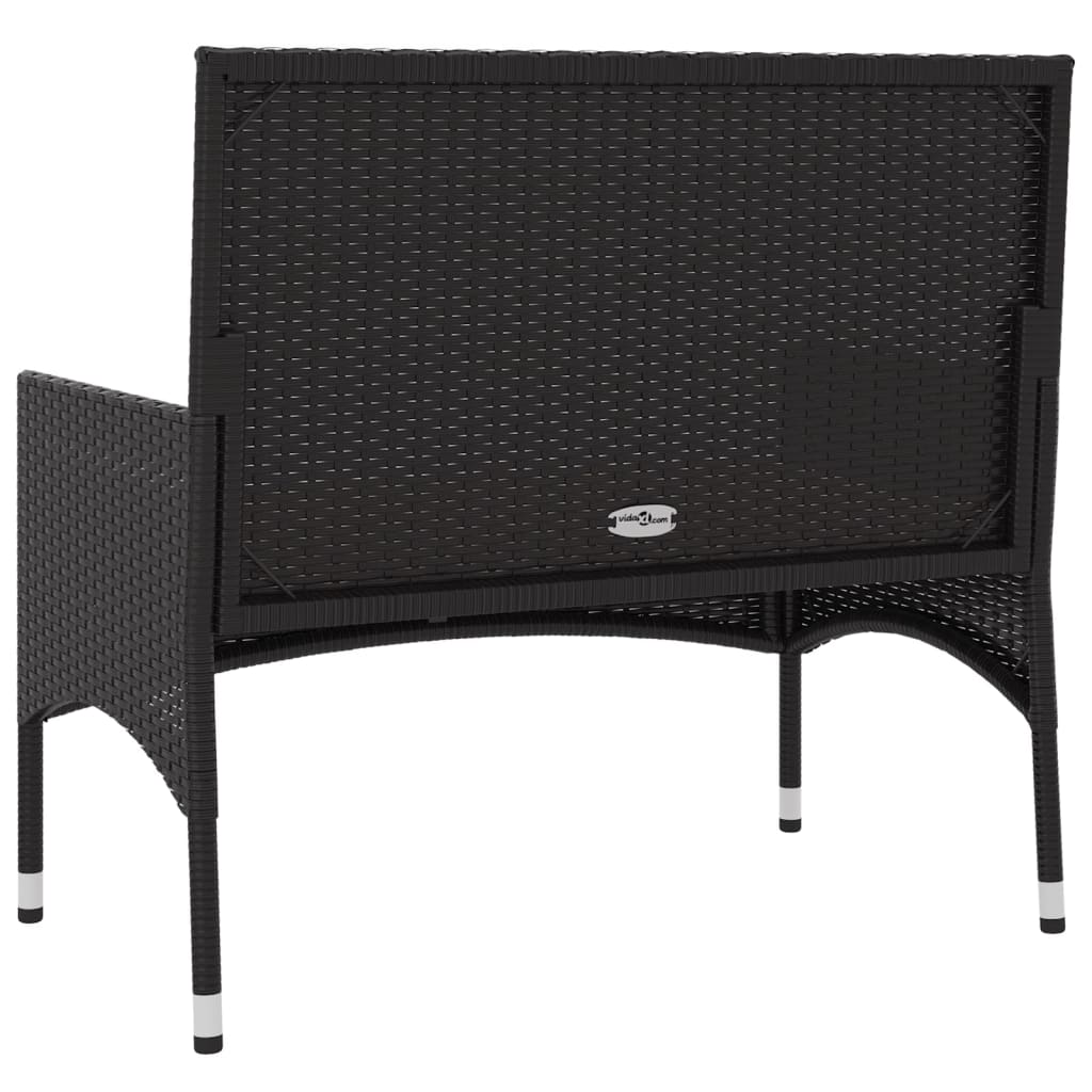 Gartenbank 2-Sitzer mit Kissen Schwarz Poly Rattan - Pazzar.ch