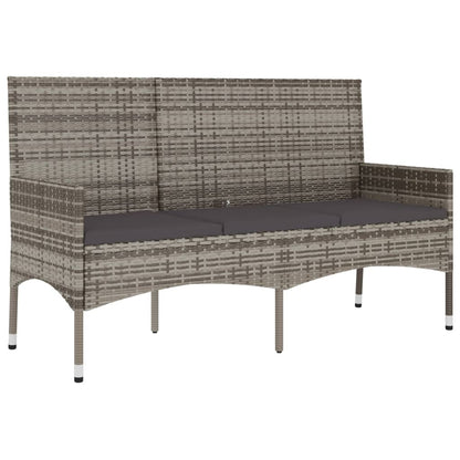 Gartenbank 3-Sitzer mit Kissen Grau Poly Rattan - Pazzar.ch