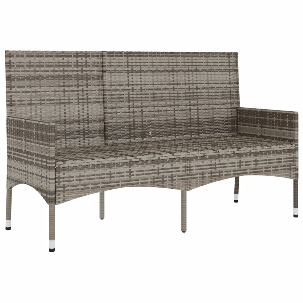 Gartenbank 3-Sitzer mit Kissen Grau Poly Rattan - Pazzar.ch