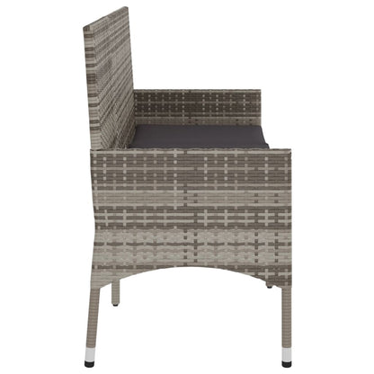 Gartenbank 3-Sitzer mit Kissen Grau Poly Rattan - Pazzar.ch