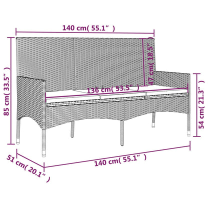 Gartenbank 3-Sitzer mit Kissen Grau Poly Rattan - Pazzar.ch