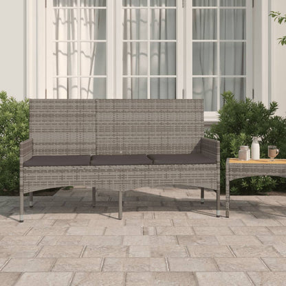 Gartenbank 3-Sitzer mit Kissen Grau Poly Rattan - Pazzar.ch