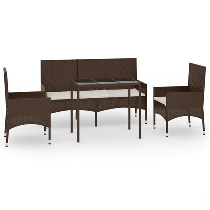 4-tlg. Garten-Lounge-Set mit Kissen Braun Poly Rattan - Pazzar.ch